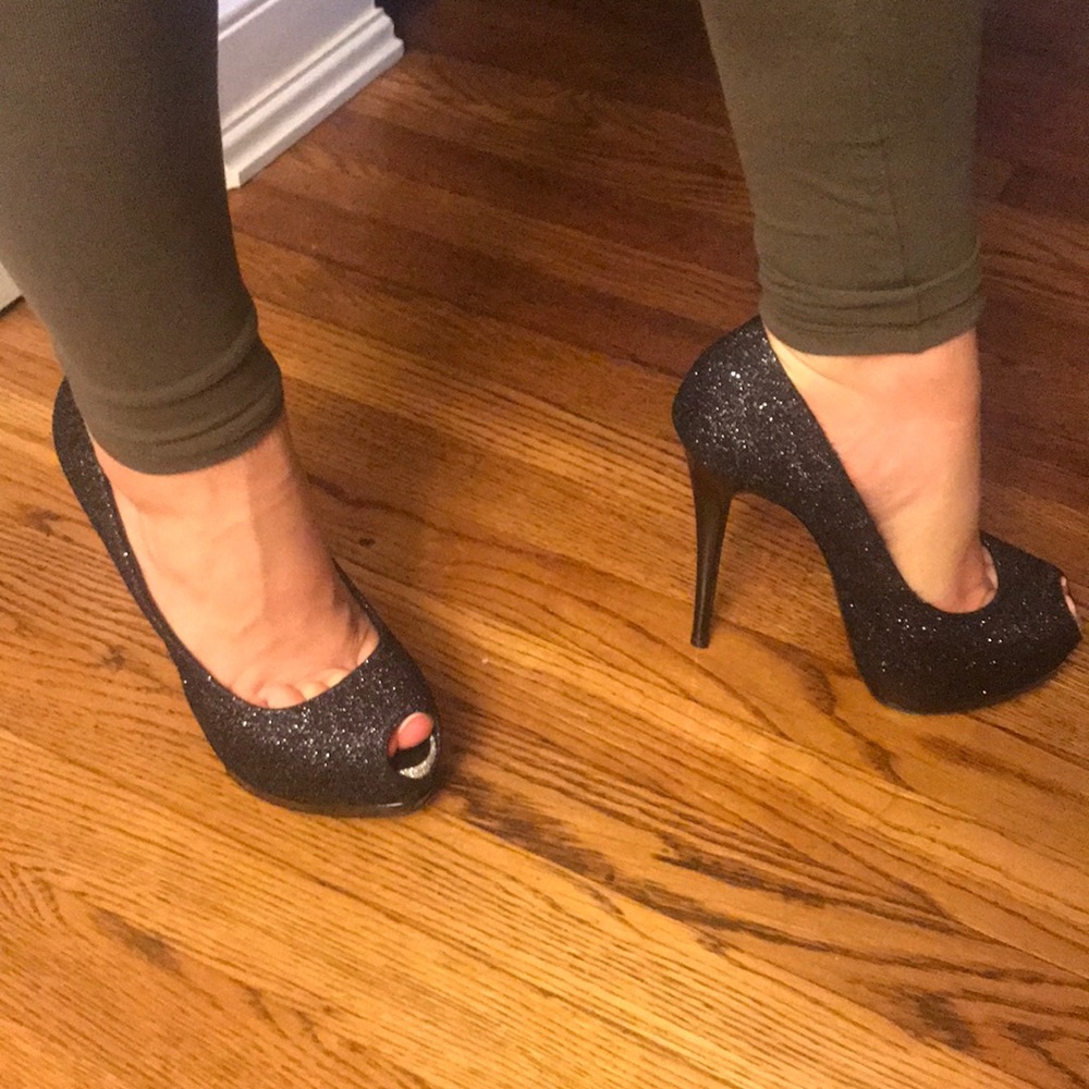 Giuseppe Zanotti Black Super High Glitter Peeps